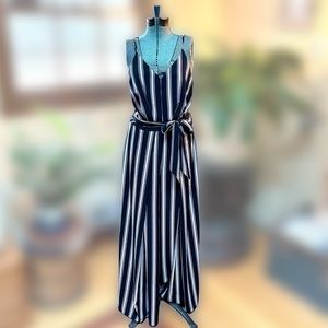 NWOT | I.N. San Francisco | Black & White Striped Slit Leg Jumpsuit